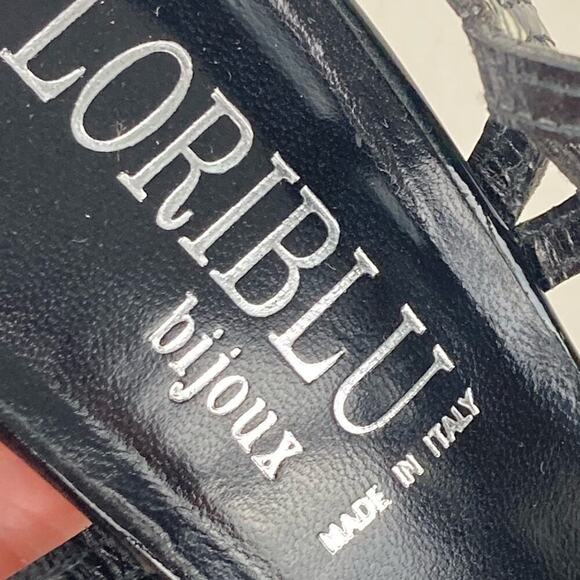 LORIBLU Jeweled Leather Sandals Heels - Made in Italy - $570. - Picture 14 of 16